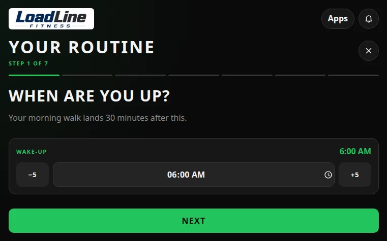 Setup, step 1: When are you up?