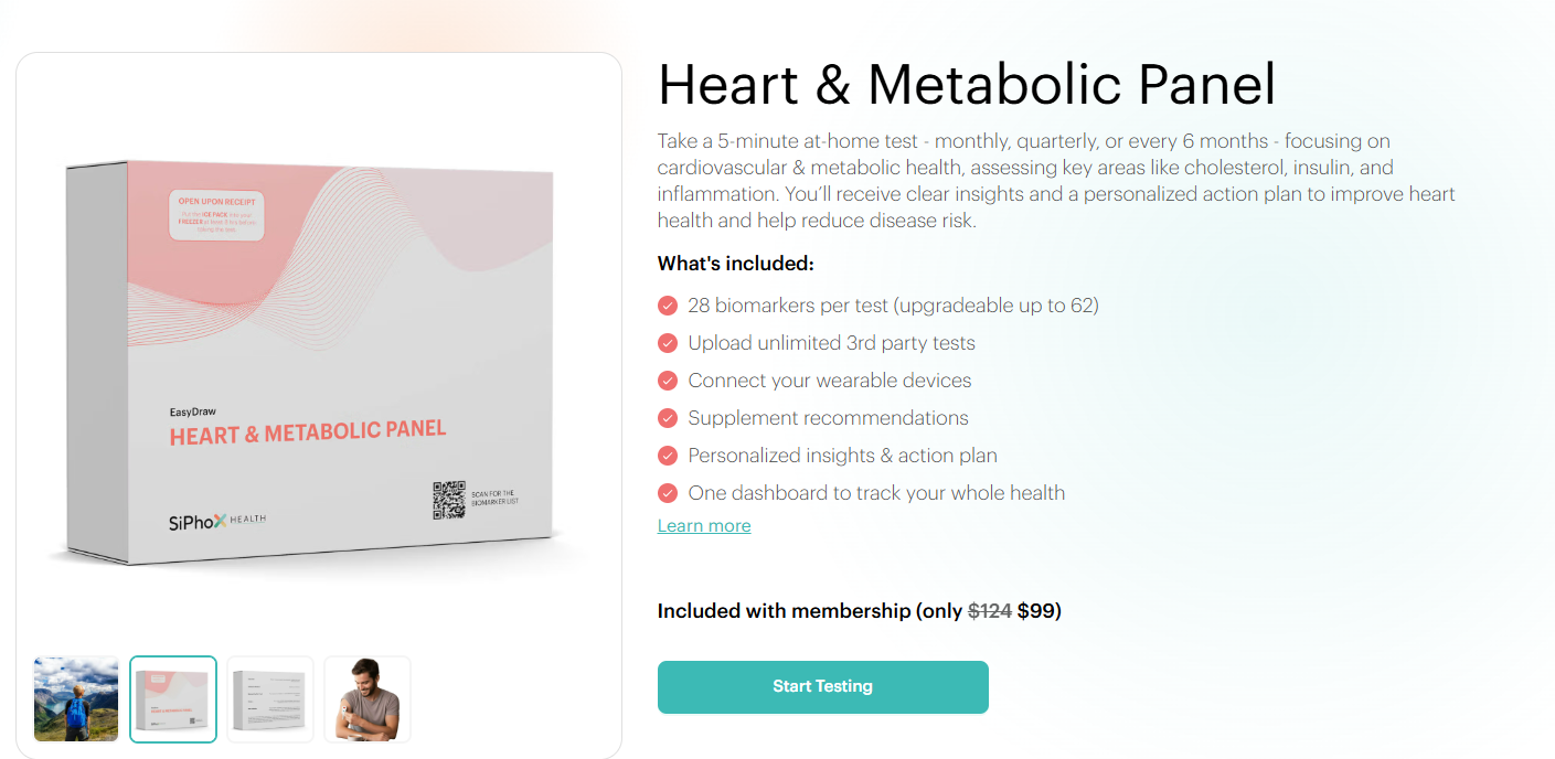 SiPhox Health Heart and Metabolic Panel kit.